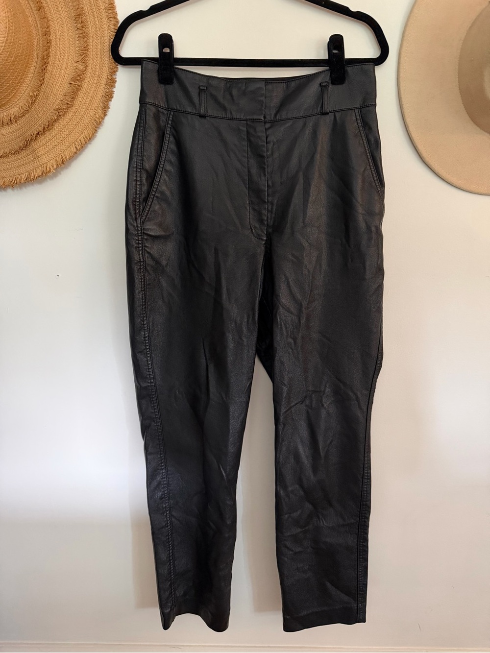 Babaton Black Faux Leather Pants